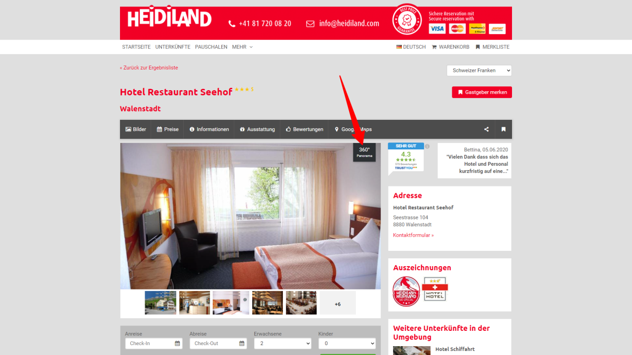 Unterkunft auf shop.heidiland.com (Holidu)